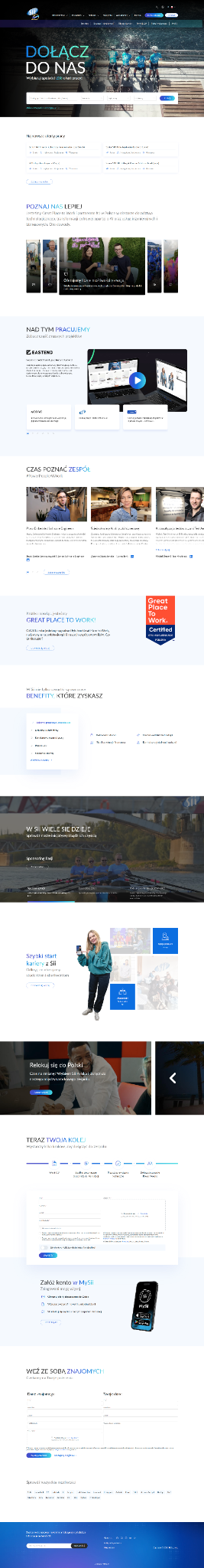 Full Sii careers page with job search, teams, benefits and application sections.